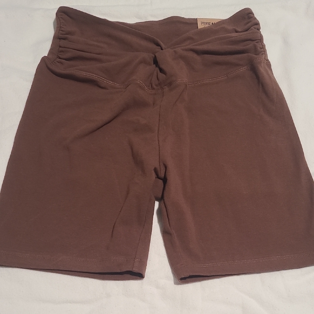 PINK Victoria's Secret Active High Waist Brown Bike Shorts Medium